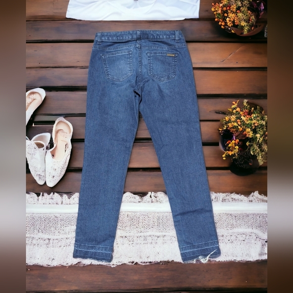 Michael Kors Izzy Skinny Jeans,Blue Whiskered and Frayed,SZ 2 - Picture 3 of 9